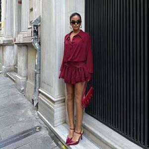 Pleated Shirt Mini Dress